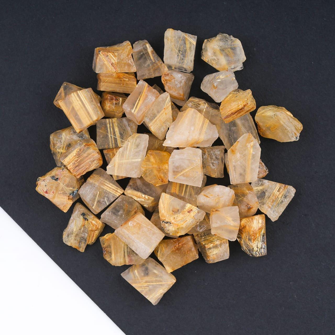 Lab Rutile Rough AAA+ Grade 25 Pieces Natural Hair Quartz Rough Golden Rutile Quartz ...