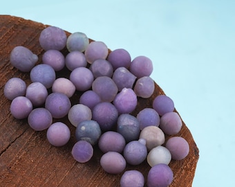 25 piezas de ágata uva natural en bruto de 8-10 mm, cristal curativo, joyería auténtica.
