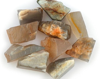 10 piezas de piedra lunar gris natural cruda, cristales curativos y para chakras, de 14 a 20 mm