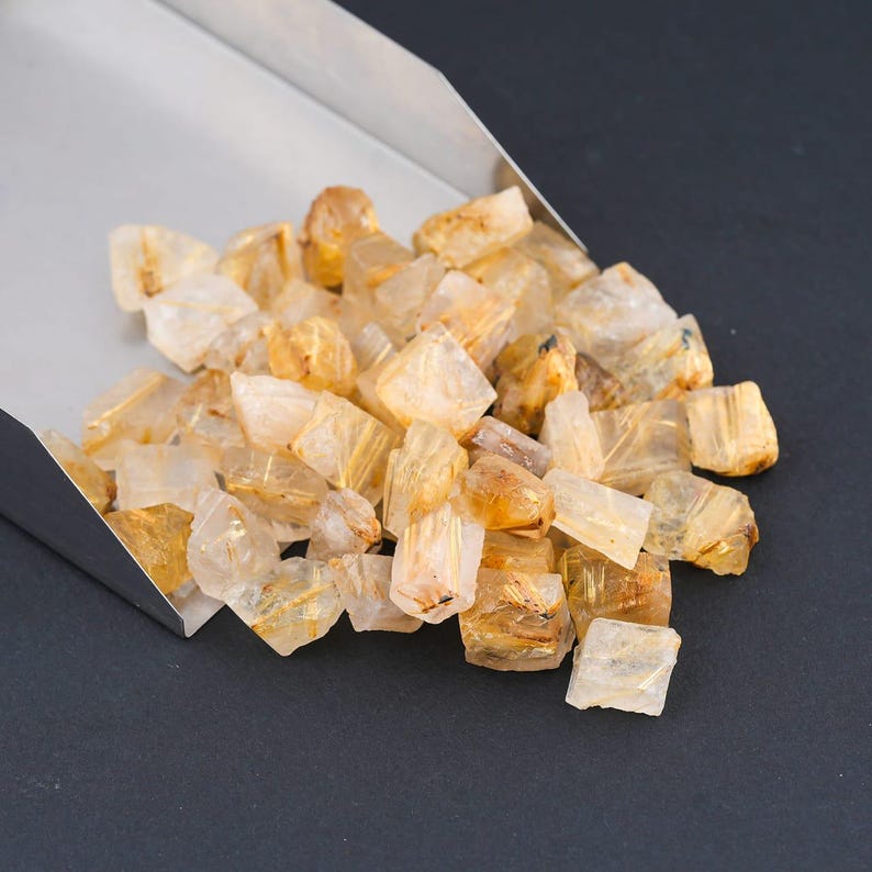 AAA+ Grade 25 Pieces Natural Hair Quartz Rough Golden Rutile Quartz ...