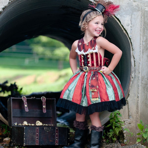 Girl's Pirate Costume, Halloween Costume, Ringmaster Costume, Child's Costume, Birthday Dress Up
