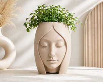 Kvinnans ansikte Planter / Vas – STL-fil för 3D-utskrift