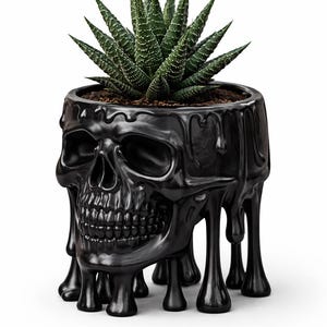 Dripping Skull Planter STL, Gothic Succulent Pot, Halloween Decor (Digital Download)