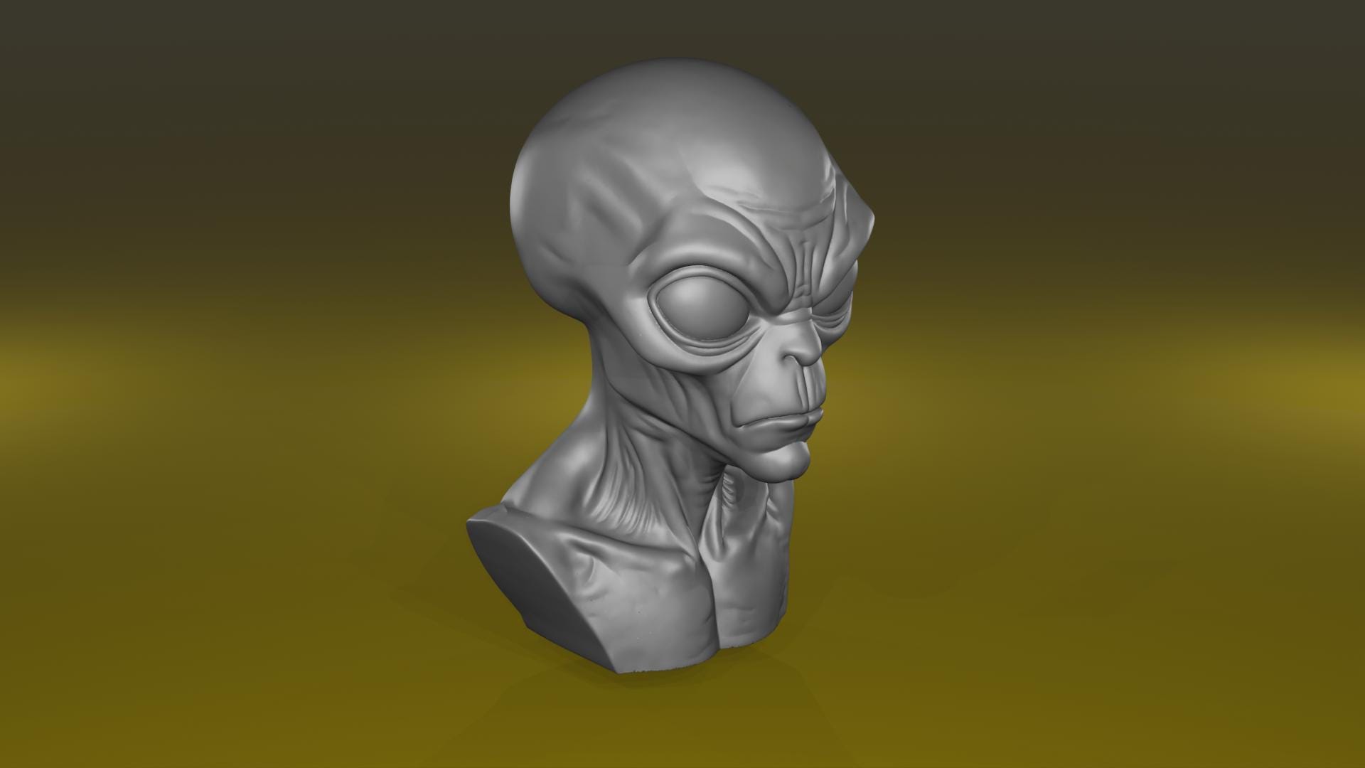 Grey Alien Bust STL - Realistic Extraterrestrial 3D Model - Sci-fi ...