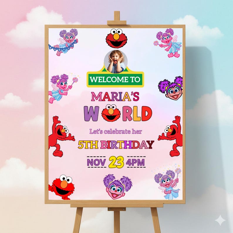 Birthday Party Welcome Sign Entrance | Abby Cadabby & Elmo Kids ...