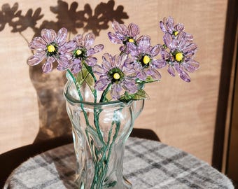 Handmade Art Glass Flower Bouquet | Bendable Stems Floral Decor