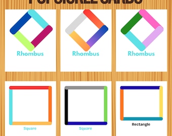 Actividad imprimible con formas de palitos de helado | Aprendizaje infantil inspirado en Montessori | Materiales imprimibles para preescolar y educación en casa