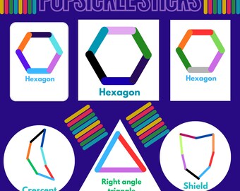 Actividad imprimible con formas de palitos de helado | Aprendizaje infantil inspirado en Montessori | Materiales imprimibles para preescolar y educación en casa