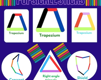 Actividad imprimible con formas de palitos de helado | Aprendizaje infantil inspirado en Montessori | Materiales imprimibles para preescolar y educación en casa
