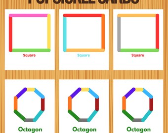 Actividad imprimible con formas de palitos de helado | Aprendizaje infantil inspirado en Montessori | Materiales imprimibles para preescolar y educación en casa