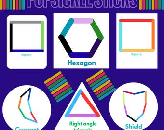 Actividad imprimible con formas de palitos de helado | Aprendizaje infantil inspirado en Montessori | Materiales imprimibles para preescolar y educación en casa