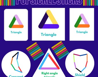 Actividad imprimible con formas de palitos de helado | Aprendizaje infantil inspirado en Montessori | Materiales imprimibles para preescolar y educación en casa