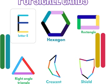 Actividad imprimible con formas de palitos de helado | Aprendizaje infantil inspirado en Montessori | Materiales imprimibles para preescolar y educación en casa