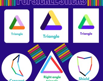 Actividad imprimible con formas de palitos de helado | Aprendizaje infantil inspirado en Montessori | Materiales imprimibles para preescolar y educación en casa