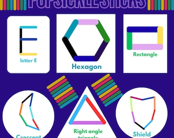 Actividad imprimible con formas de palitos de helado | Aprendizaje infantil inspirado en Montessori | Materiales imprimibles para preescolar y educación en casa