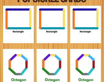 Actividad imprimible con formas de palitos de helado | Aprendizaje infantil inspirado en Montessori | Materiales imprimibles para preescolar y educación en casa