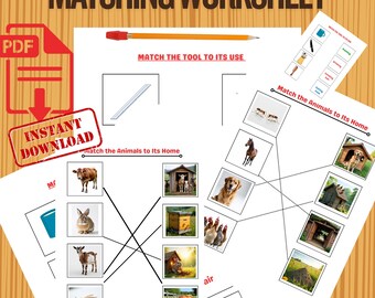 Hoja de trabajo para relacionar herramientas y sus usos | Actividad sobre los trabajadores de la comunidad | Material imprimible para preescolar y jardín de infancia | Hoja de trabajo de ciencias para el aprendizaje temprano