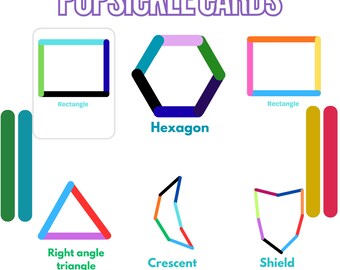 Actividad imprimible con formas de palitos de helado | Aprendizaje infantil inspirado en Montessori | Materiales imprimibles para preescolar y educación en casa