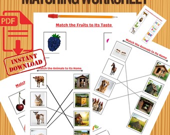 Hoja de trabajo para relacionar sabores de frutas | Actividad imprimible para preescolar | Juego de frutas dulces y ácidas | PDF de aprendizaje temprano para niños | Aula