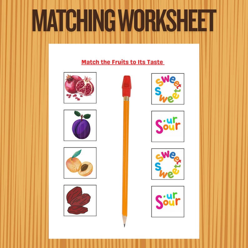 Fruit Taste Matching Worksheet | Preschool Science Printable | Sweet or ...