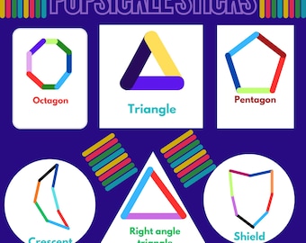 Actividad imprimible con formas de palitos de helado | Aprendizaje infantil inspirado en Montessori | Materiales imprimibles para preescolar y educación en casa