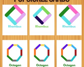 Actividad imprimible con formas de palitos de helado | Aprendizaje infantil inspirado en Montessori | Materiales imprimibles para preescolar y educación en casa