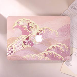 Waves Pink Matte Hard Case för 2026 MacBook Pro 16/15/14/13, Air 15/13/11, Ret 15/13/12, Neo A18, M5 M4 M3, Anpassningsbart skyddsfodral