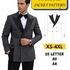 Peak Lapel Blazer Sewing Pattern,Dinner Jacket Sewing Pattern, Double Breasted Blazer PDF, Men Blazer Pattern