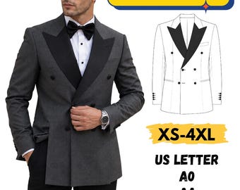 Peak Lapel Blazer Sewing Pattern,Dinner Jacket Sewing Pattern, Double Breasted Blazer PDF, Men Blazer Pattern