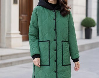 hooded quilted jacket pattern, Quilted Jacket Sewing Pattern, Women’s Padded Coat Pattern, Winter Jacket PDF, Quilted Coat Pattern