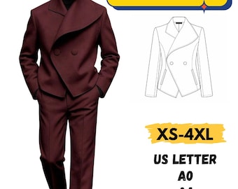 Fashion Jacket Sewing Pattern, Asymmetric Jacket Pattern, Men Blazer Jacket pdf download