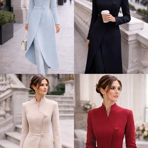 Asymmetric Top Sewing Pattern, Women Long Coat Pattern (XS-2XL) image 2