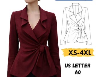 Naaipatroon overslagtop, top met riem pdf, op maat gemaakt wikkeljack voor dames, dpf-download