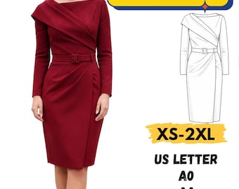 Naaipatroon gedrapeerde jurk, asymmetrisch jurkpatroon, wikkelrokjurk pdf