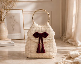 Ring Handle Bag Pattern, Tweed Handbag Pattern, Tassel Bag Pattern, Chic Handbag PDF