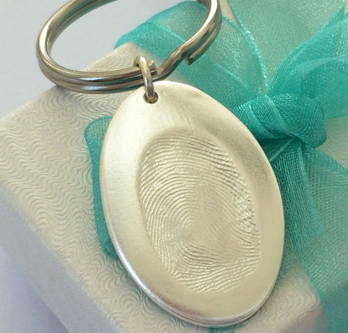 Fingerprint Key Chain Personalized Fingerprint Charm Custom Etsy