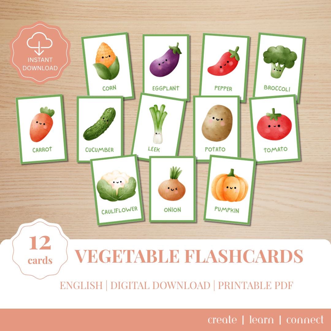 Vegetable Flashcards for Kids | Printable Vegetable Vocabulary Cards ...