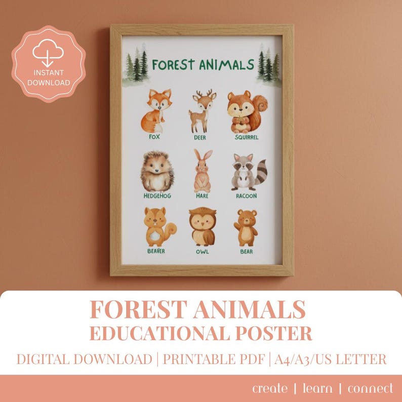 Forest Animals Poster for Kids | Woodland Animals Chart | Educational ...