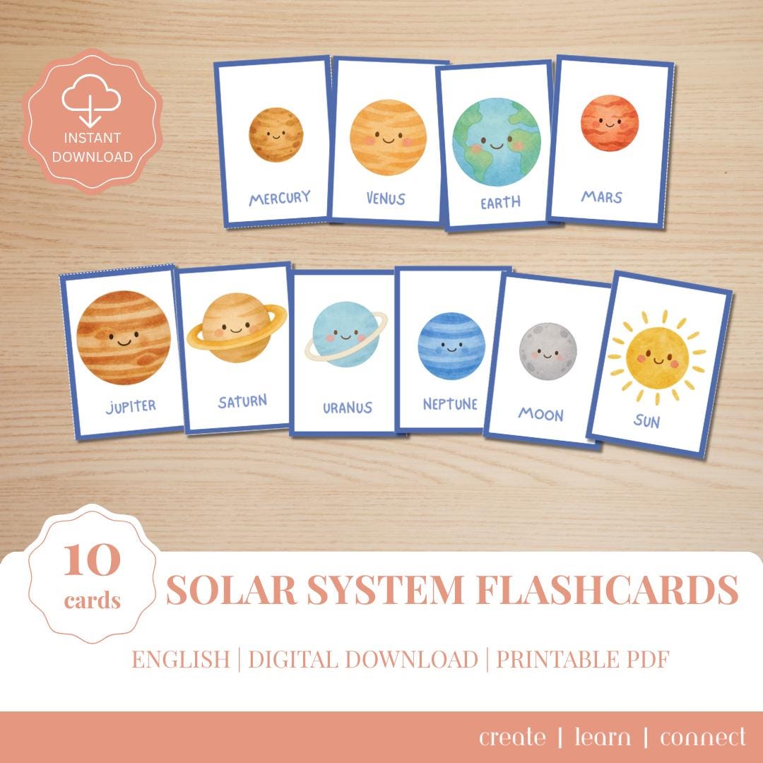 Planet Flashcards for Kids | Solar System Printable Cards | Space ...