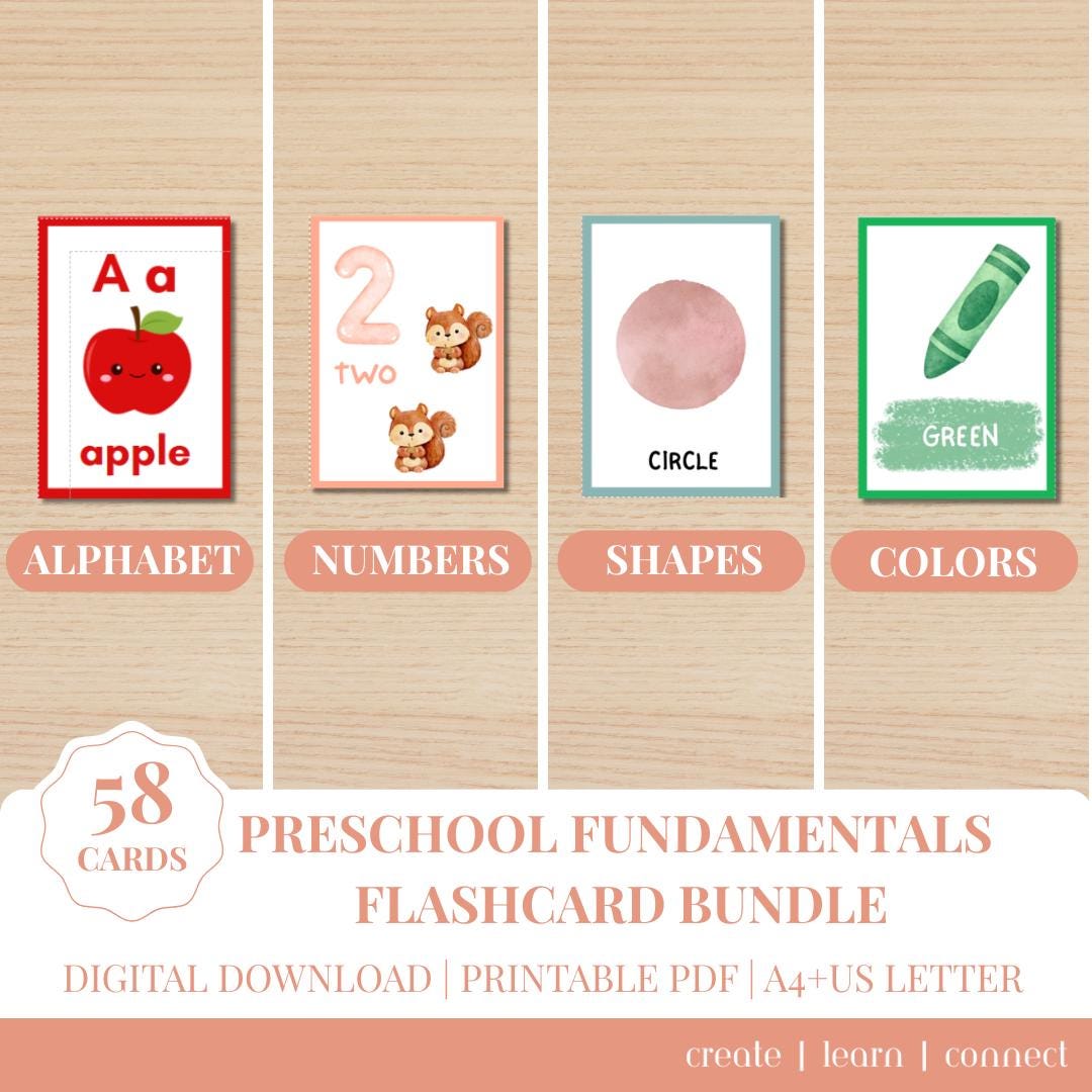 Preschool Flashcards Bundle | Alphabet Numbers Shapes Colors ...