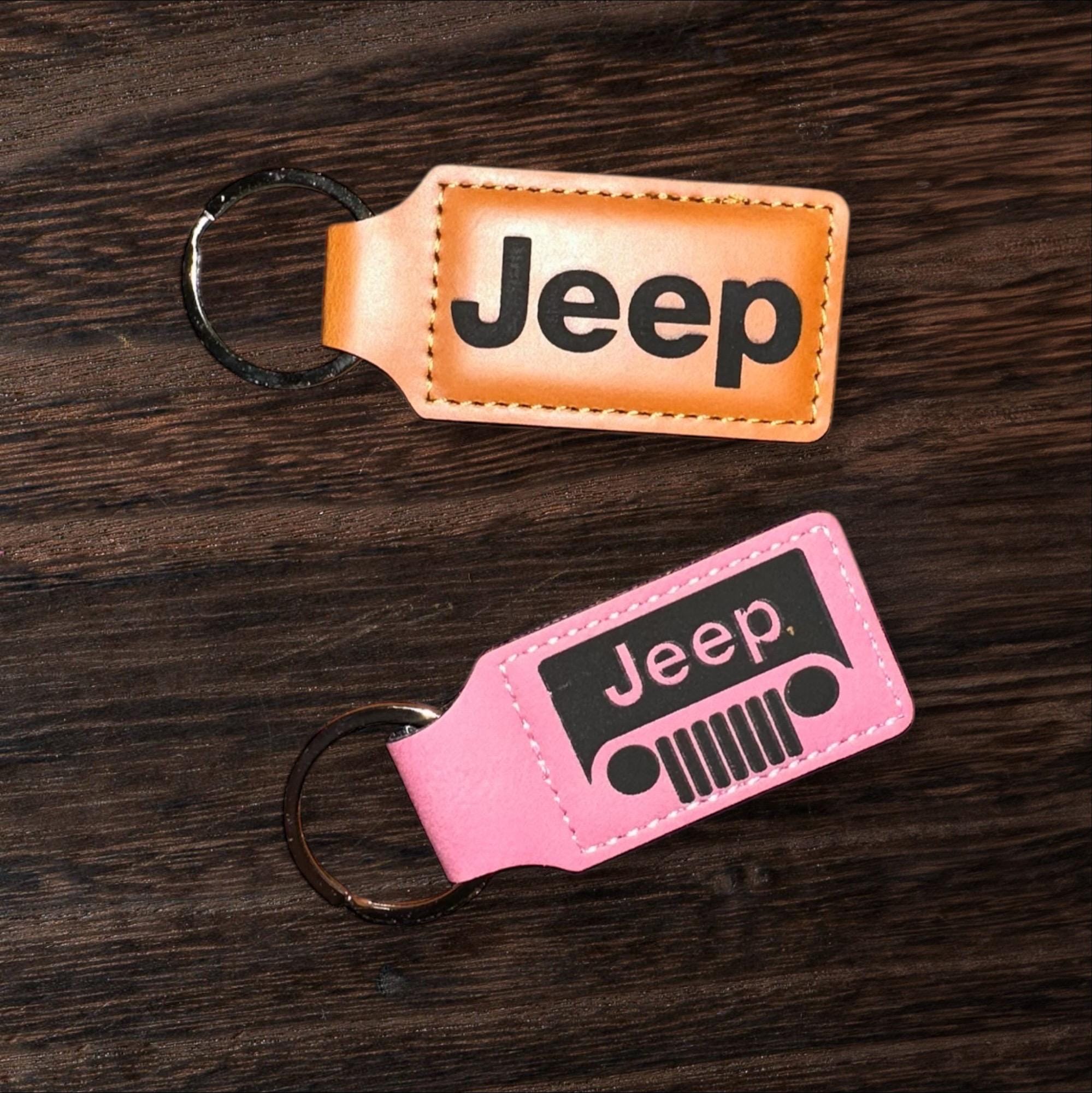 Automotive Gold KC1541JEE Brown Leather Jeep Logo Keychain Automotive Gold KC1541JEE Brown Leather Jeep Logo Keychain