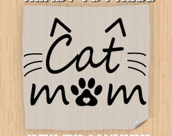 Diseño de mamá gata divertida, impresión sarcástica de dueña de gato, transferencia de calor lista para planchar, gráfico para camisetas de amantes de los gatos.