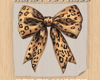Leopard Print Bow DTF Transfer, Ready to Press Coquette Design