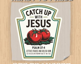 Transferencia térmica "Atrévete con Jesús", calcomanía con juego de palabras cristiano, divertido versículo bíblico para planchar, estilo bohemio religioso listo para usar.