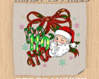 Santa Claus DTF Transfer, Ready to Press Coquette Family Christmas Design