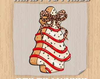 Christmas Tree Cake Bow DTF Transfer, Ready to Press Trendy Coquette Xmas Design
