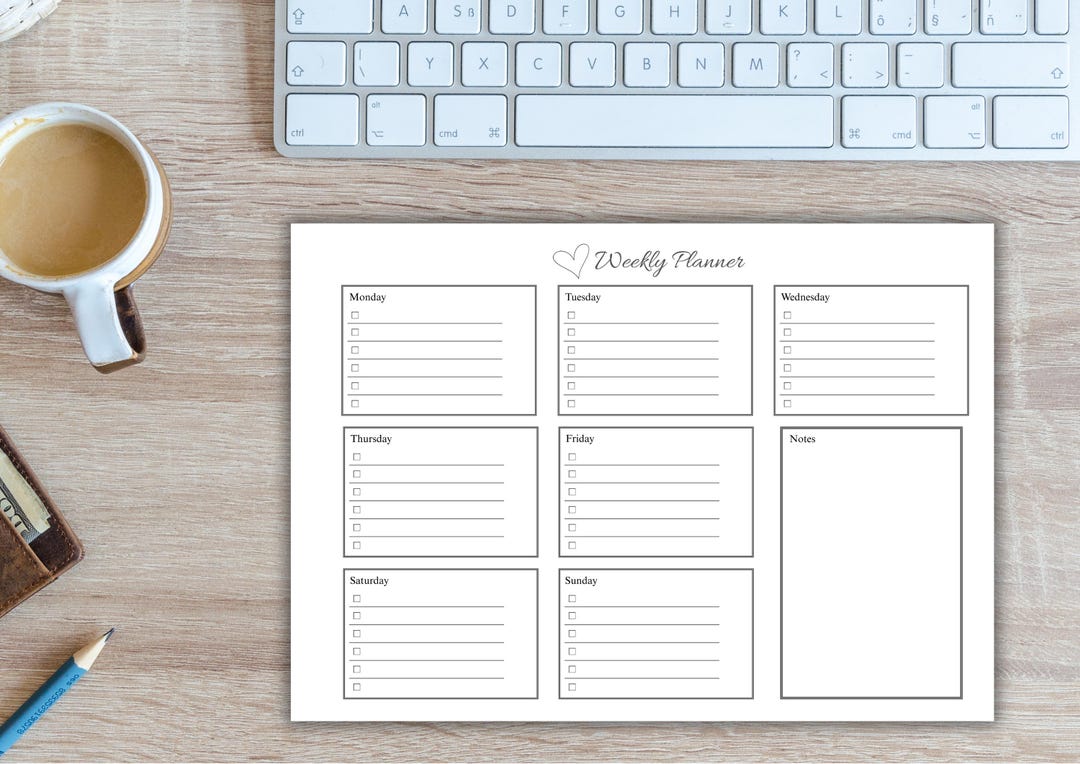 Weekly Planner Printable A4 / Minimal Weekly Schedule With To-do List ...