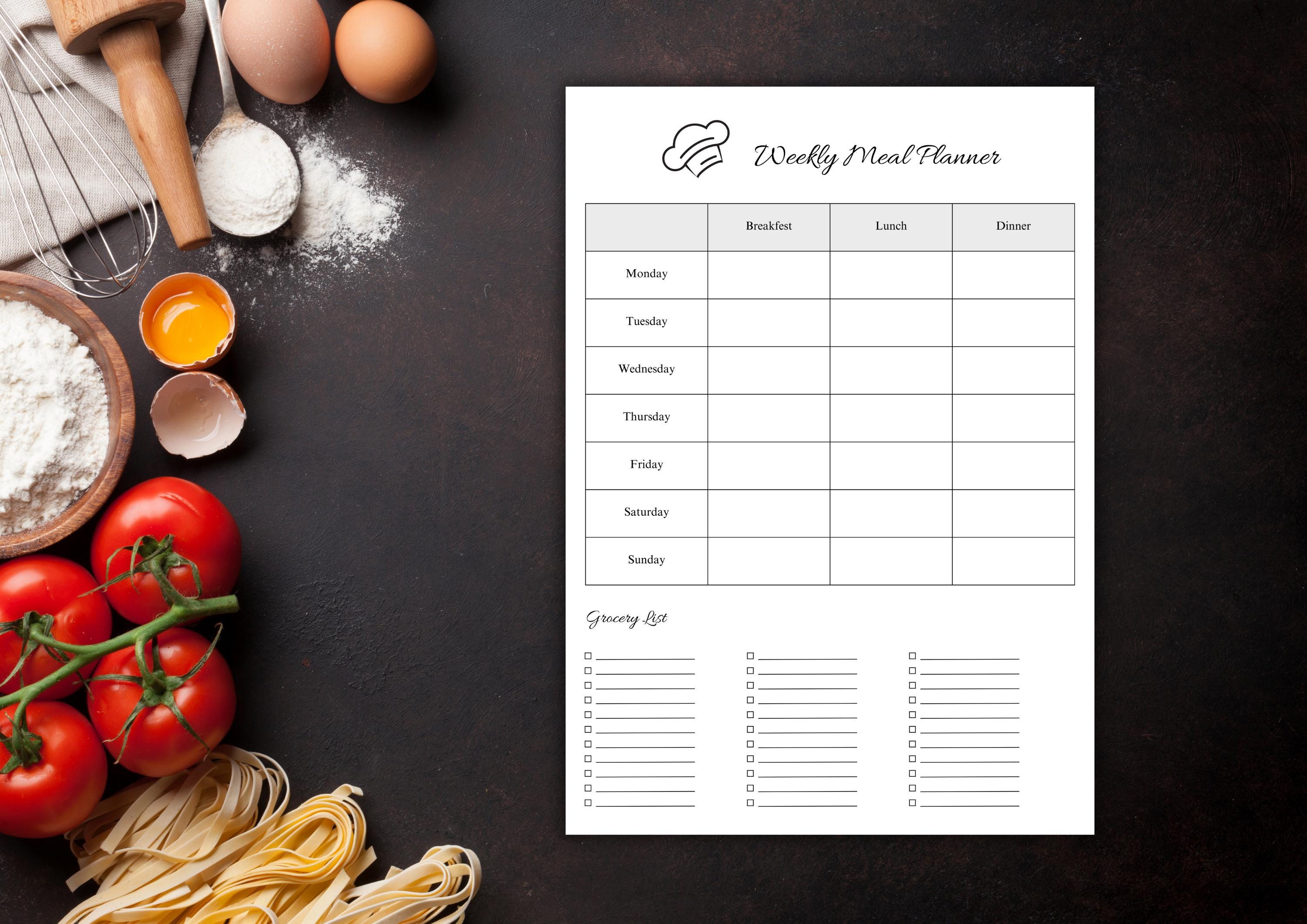 Weekly Meal Planner Printable A4 / Minimalist Meal Planning & Grocery ...