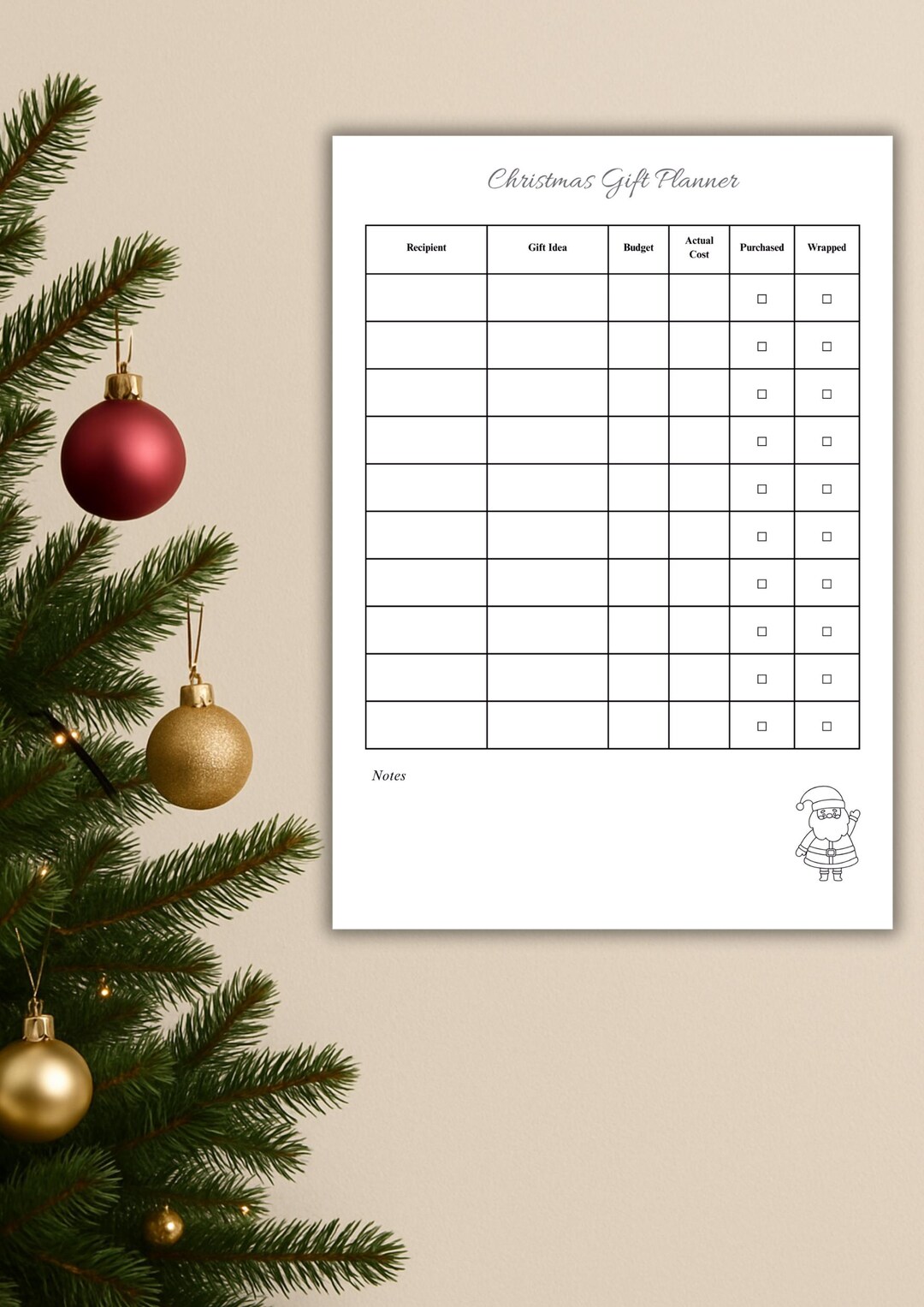 Christmas Gift Planner Printable – A4 PDF – Holiday Gift List – Budget ...