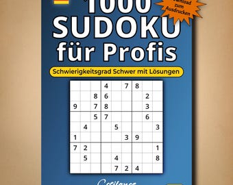 1000 Sudoku voor professionals - Moeilijkheidsgraad Moeilijk met oplossingen (digitale download)